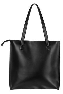 Сумка жіноча екошоппер з замком з еко-шкіри чорна