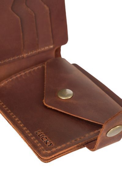 Міні-гаманець шкіряний, кольору коньяк 401\121 &mdash; Lucky Store