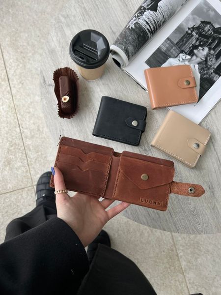 Міні-гаманець шкіряний, кольору коньяк 401\121 &mdash; Lucky Store