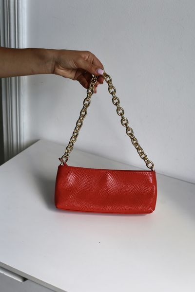 Сумка Аня з ланцюжком анаконда червоний 3191\235 &mdash; Lucky Store