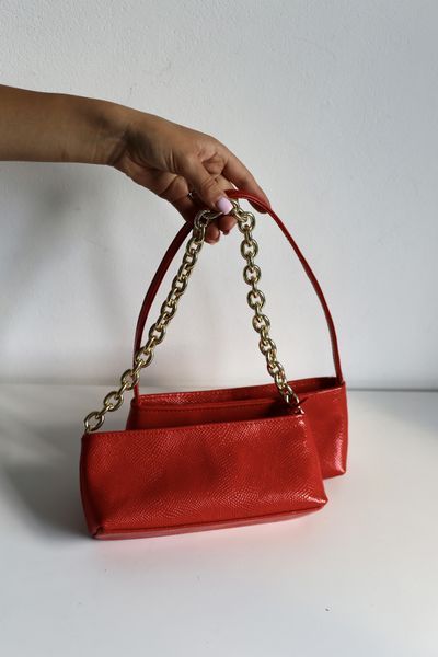 Сумка Аня з ланцюжком анаконда червоний 3191\235 &mdash; Lucky Store