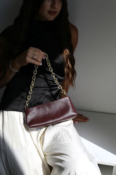 Сумка Аня з ланцюжком тенессі марсала 3191\340 &mdash; Lucky Store