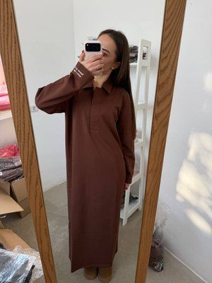 Сукня поло двунитка коричневий XS-S
