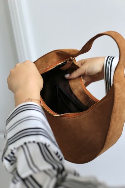 Сумка багет Крапля 737 замшева руда 737\622 &mdash; Lucky Store