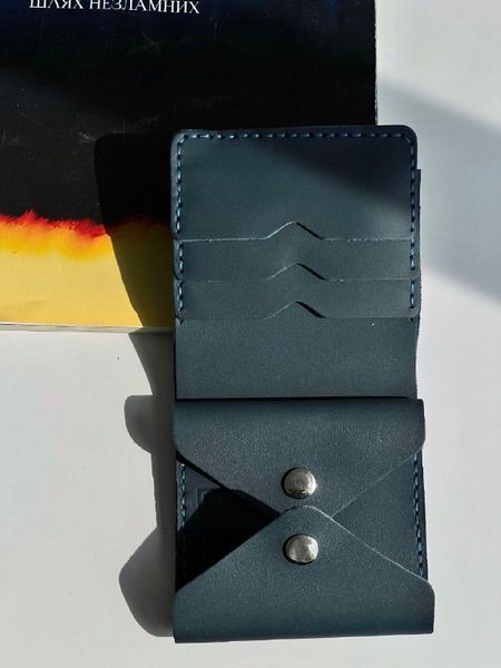 Гаманець Міні-конверт з натуральної шкіри синій 420\250 &mdash; Lucky Store