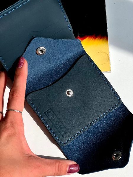 Гаманець Міні-конверт з натуральної шкіри синій 420\250 &mdash; Lucky Store