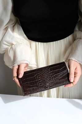 Гаманець Конверт з натуральної шкіри крокодил коричневий 521\520 &mdash; Lucky Store