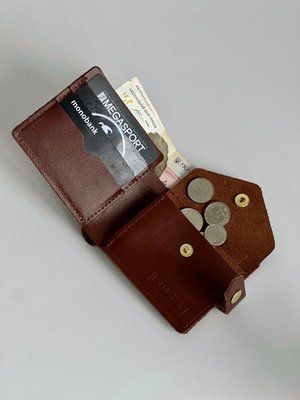 Шкіряний маленький гаманець кольору коньяк 401\22111 &mdash; Lucky Store