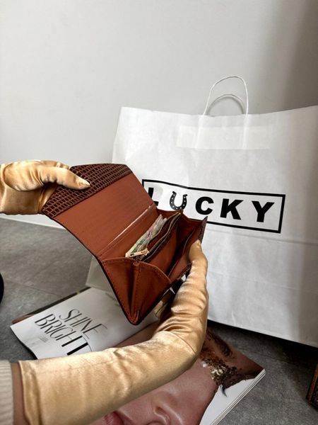 Гаманець Конверт з натуральної шкіри крокодил коньяк 521\521 &mdash; Lucky Store