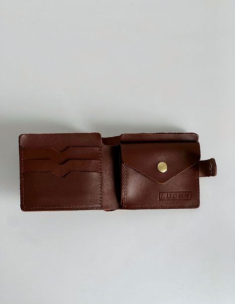 Шкіряний маленький гаманець кольору коньяк 401\22111 &mdash; Lucky Store
