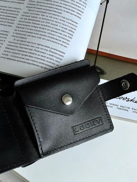 Гаманець з натуральної шкіри чорний 401\21012 &mdash; Lucky Store