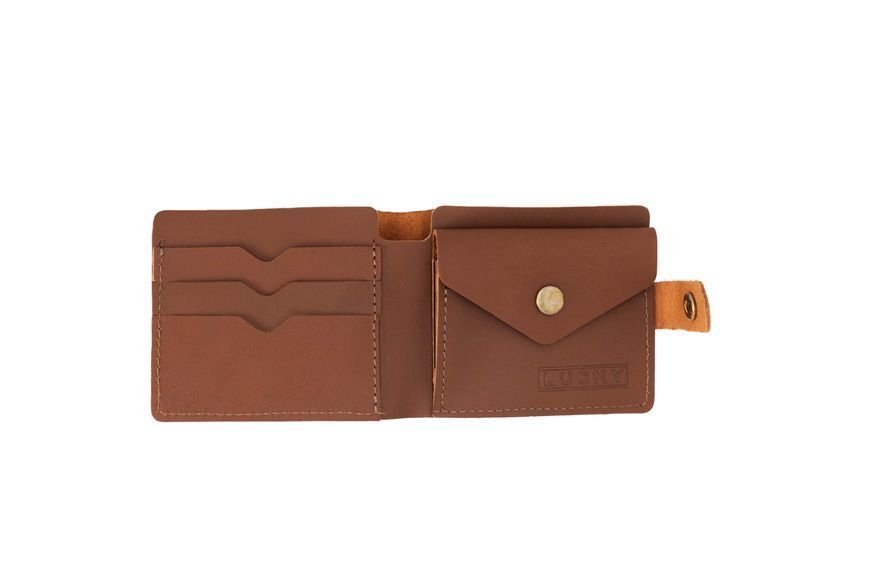 Гаманець міні з натуральної шкіри, коньяк 401\22113 &mdash; Lucky Store