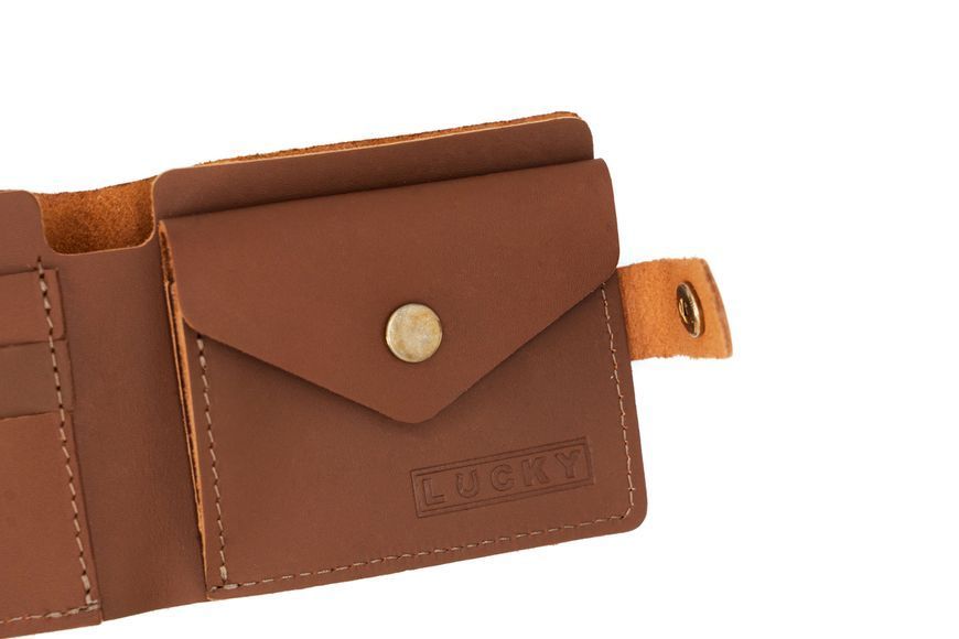 Гаманець міні з натуральної шкіри, коньяк 401\22113 &mdash; Lucky Store
