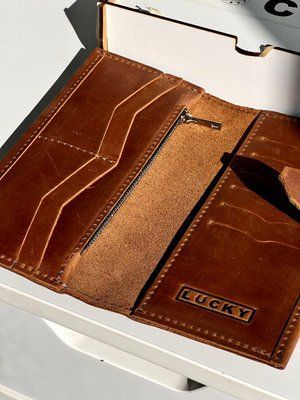 Гаманець Максі з натуральної шкіри рудий 501\122 &mdash; Lucky Store