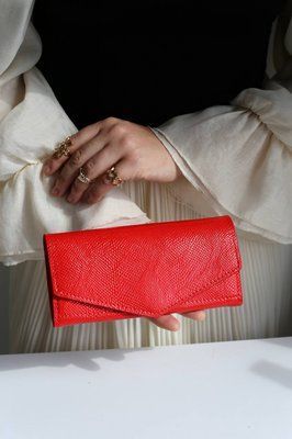 Гаманець жіночий Конверт натуральна шкіра анаконда червоний 521\235 &mdash; Lucky Store