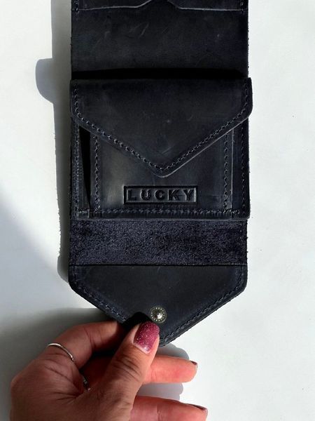 Гаманець Міні-конверт з натуральної шкіри синій 420\150 &mdash; Lucky Store