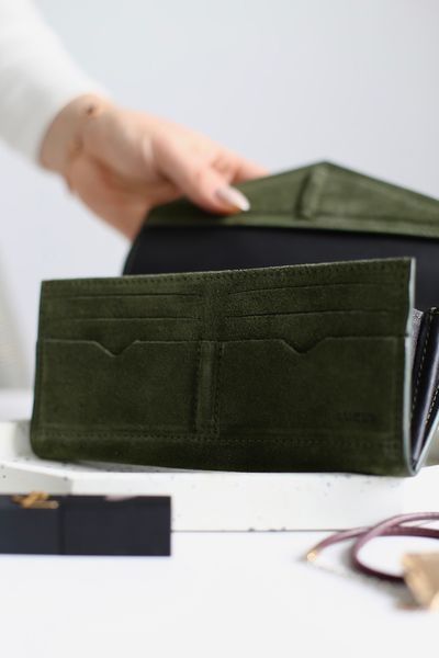 Гаманець жіночий Конверт замш зелений 521\Ш.66001 &mdash; Lucky Store