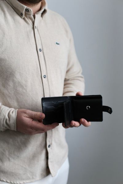 Гаманець з натуральної шкіри чорний 405\21012 &mdash; Lucky Store