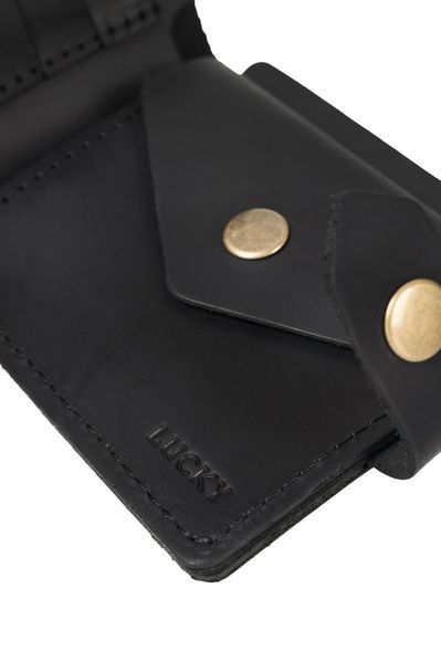 Маленький гаманець зі шкіри чорного кольору 401\110 &mdash; Lucky Store