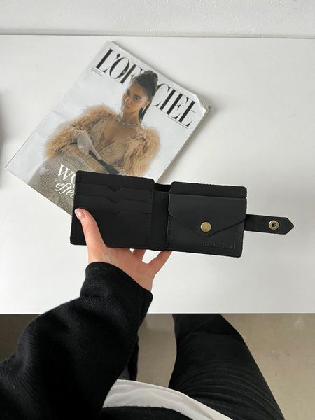 Маленький гаманець зі шкіри чорного кольору 401\110 &mdash; Lucky Store